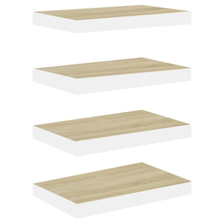 vidaXL Wandschappen zwevend 4 st 50x23x3,8 cm MDF eikenkleurig en wit afbeelding2 - 1