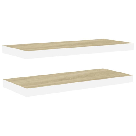 vidaXL Wandschappen zwevend 2 st 60x23,5x3,8 cm MDF eikenkleurig wit afbeelding2 - 1
