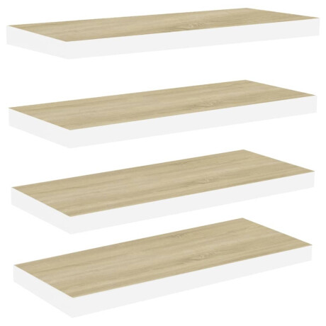 vidaXL Wandschappen zwevend 4 st 80x23,5x3,8 cm MDF eikenkleurig wit afbeelding2 - 1