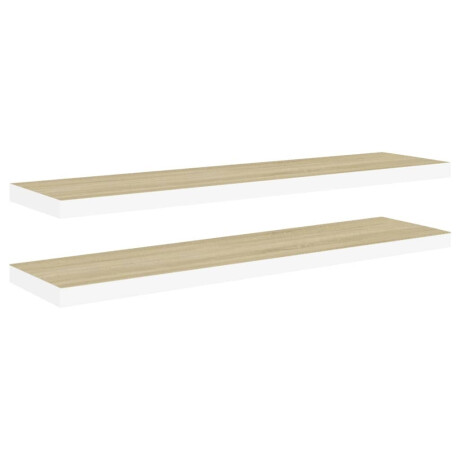 vidaXL Wandschappen zwevend 2 st 90x23,5x3,8 cm MDF eikenkleurig wit afbeelding2 - 1