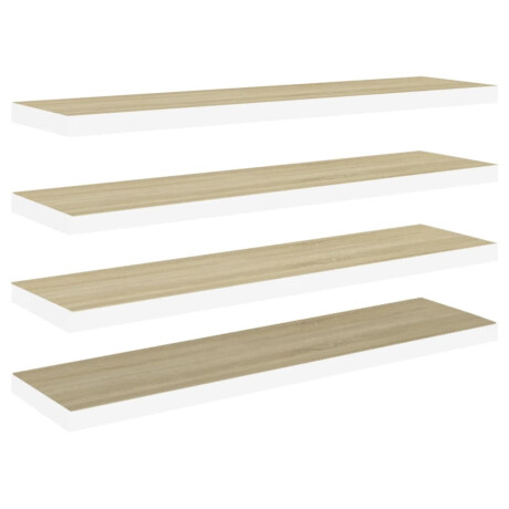 vidaXL Wandschappen zwevend 4 st 90x23,5x3,8 cm MDF eikenkleurig wit afbeelding2 - 1