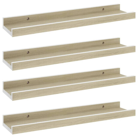 vidaXL Wandschappen 4 st 40x9x3 cm wit en sonoma eikenkleurig afbeelding2 - 1