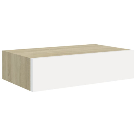 vidaXL Wandschap met lade 40x23,5x10 cm MDF eikenkleurig en wit afbeelding2 - 1