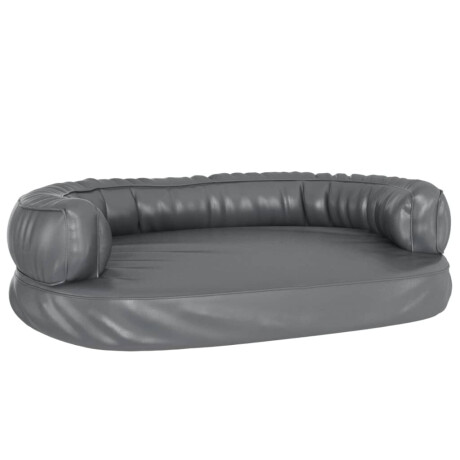 vidaXL Hondenmand met ergonomisch schuim 75x53 cm kunstleer grijs afbeelding2 - 1