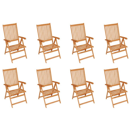 vidaXL Tuinstoelen 8 st verstelbaar met kussens massief teakhout afbeelding2 - 1