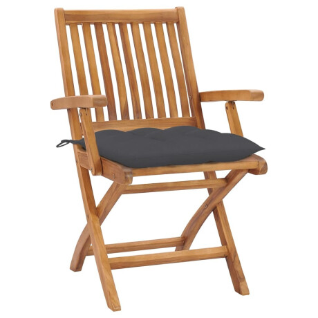 vidaXL Tuinstoelen 4 st inklapbaar met kussens massief teakhout afbeelding2 - 1