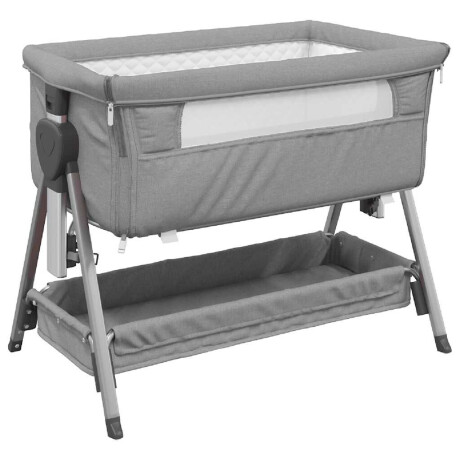 vidaXL Babybed met matras linnen lichtgrijs afbeelding2 - 1