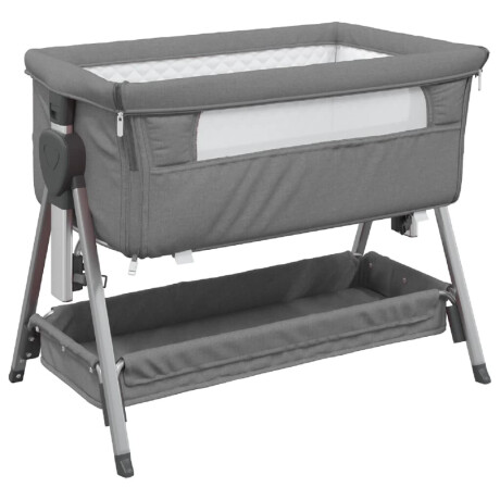 vidaXL Babybed met matras linnen donkergrijs afbeelding2 - 1