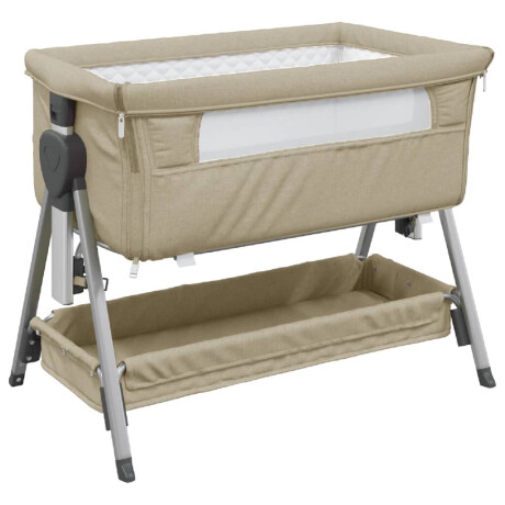 vidaXL Babybox met matras linnen taupe afbeelding2 - 1