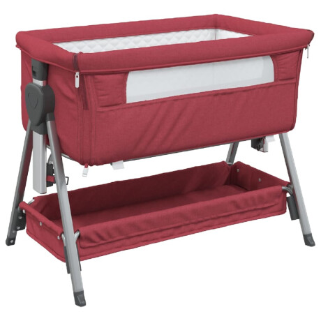 vidaXL Babybox met matras linnen rood afbeelding2 - 1