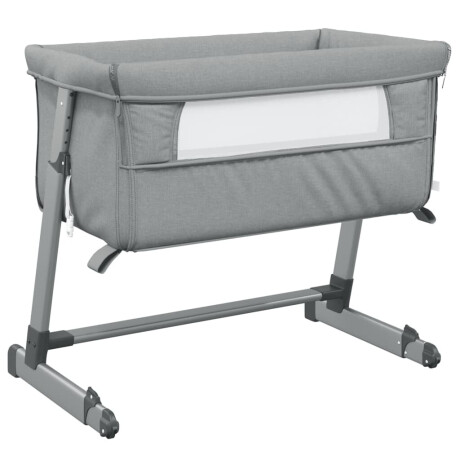 vidaXL Babybed met matras linnen lichtgrijs afbeelding2 - 1