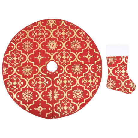 vidaXL Luxe Kerstboomrok met Sok Rood 150 cm Stof afbeelding2 - 1