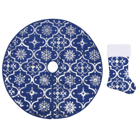 vidaXL Kerstboomrok luxe met sok 122 cm stof blauw afbeelding2 - 1
