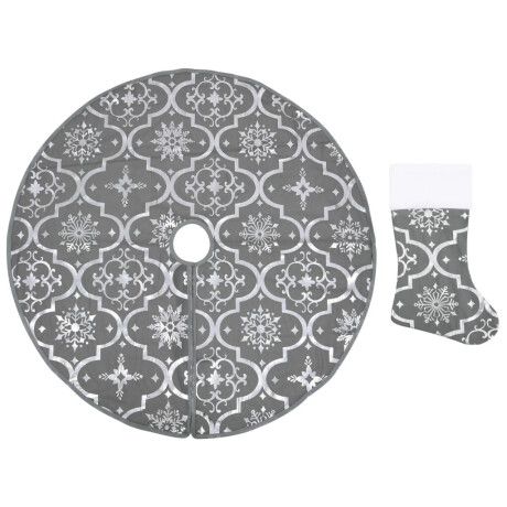 vidaXL Kerstboomrok luxe met sok 150 cm stof grijs afbeelding2 - 1