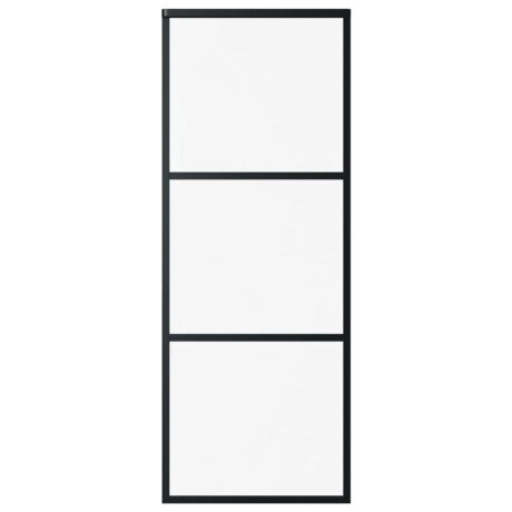 vidaXL Schuifdeur 3-panelen 76x205 cm ESG-glas en aluminium zwart afbeelding2 - 1