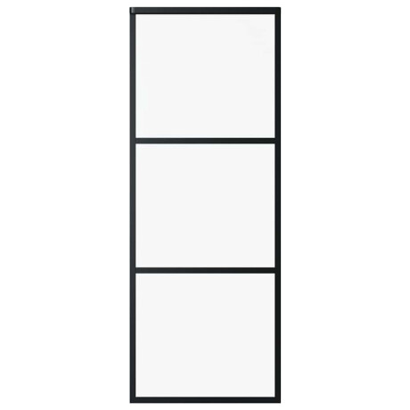 vidaXL Schuifdeur 3-panelen 76x205 cm ESG-glas en aluminium zwart afbeelding2 - 1