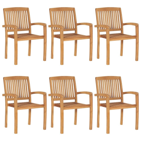 vidaXL Tuinstoelen stapelbaar 6 st met kussens massief teakhout afbeelding2 - 1