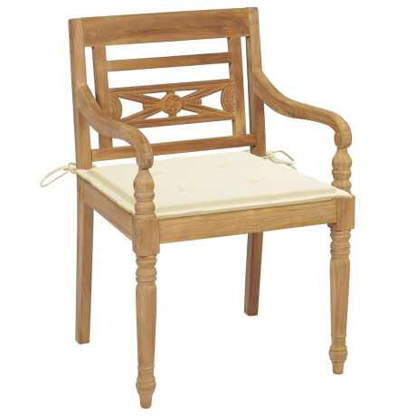 vidaXL Stoelen Batavia 4 st met kussens massief teakhout afbeelding2 - 1