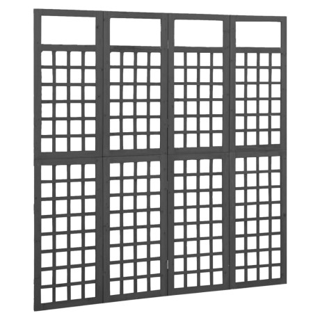 vidaXL Kamerscherm/trellis met 4 panelen161x180 cm vurenhout zwart afbeelding2 - 1