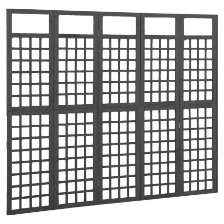 vidaXL Kamerscherm/trellis met 5 panelen 201,5x180 cm vurenhout zwart afbeelding2 - 1