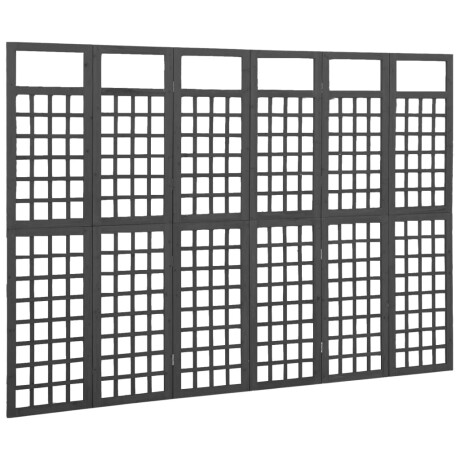 vidaXL Kamerscherm/trellis met 6 panelen 242,5x180 cm vurenhout zwart afbeelding2 - 1