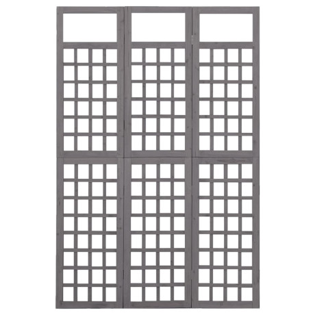 vidaXL Kamerscherm/trellis met 3 panelen 121x180 cm vurenhout grijs afbeelding2 - 1