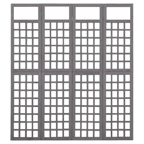 vidaXL Kamerscherm/trellis met 4 panelen161x180 cm vurenhout grijs afbeelding2 - 1