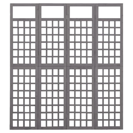 vidaXL Kamerscherm/trellis met 4 panelen161x180 cm vurenhout grijs afbeelding2 - 1