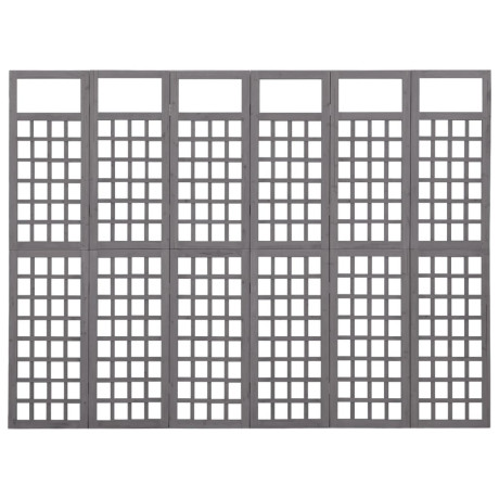 vidaXL Kamerscherm/trellis met 6 panelen 242,5x180 cm vurenhout grijs afbeelding2 - 1