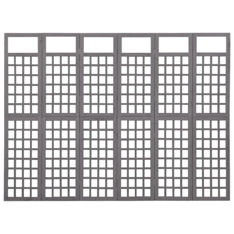 vidaXL Kamerscherm/trellis met 6 panelen 242,5x180 cm vurenhout grijs afbeelding2 - 1