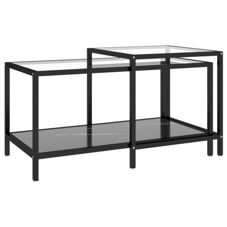 vidaXL 2-delige Salontafelset gehard glas zwart afbeelding2 - 1