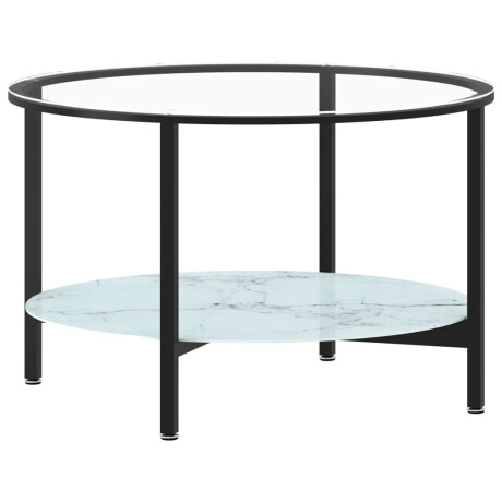 vidaXL Salontafel 70 cm gehard glas zwart en witmarmer afbeelding2 - 1