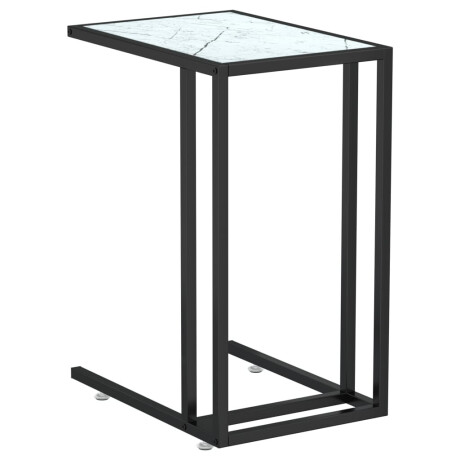 vidaXL Computer bijzettafel 50x35x65 cm gehard glas witmarmerkleurig afbeelding2 - 1