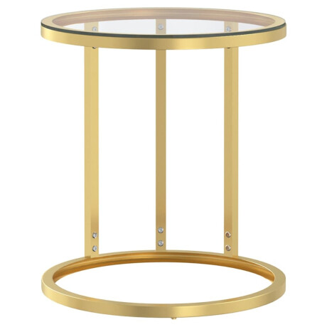 vidaXL Bijzettafel 45 cm gehard glas goudkleurig en transparant afbeelding2 - 1