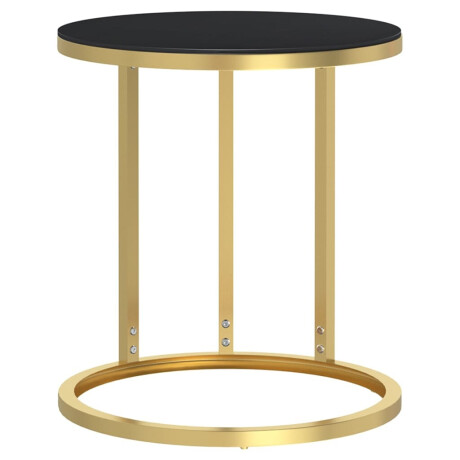 vidaXL Bijzettafel 45 cm gehard glas goudkleurig en zwart afbeelding2 - 1