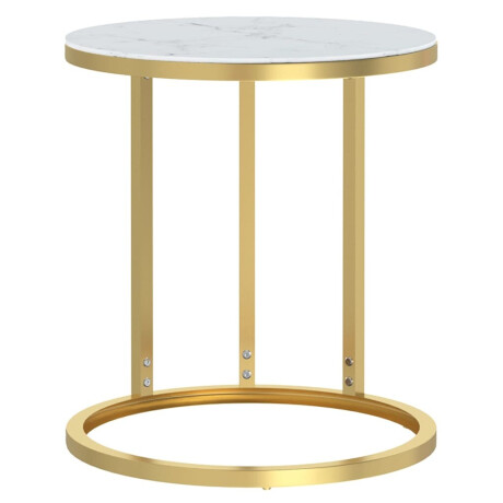 vidaXL Bijzettafel 45 cm gehard glas goudkleurig en witmarmer afbeelding2 - 1