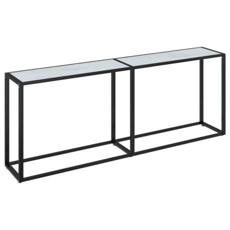 vidaXL Wandtafel 200x35x75,5 cm gehard glas witmarmerkleurig afbeelding2 - 1