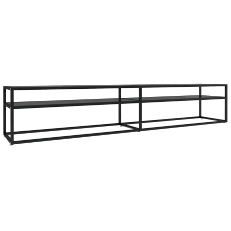 vidaXL Tv-meubel 220x40x40,5 cm gehard glas zwart afbeelding2 - 1