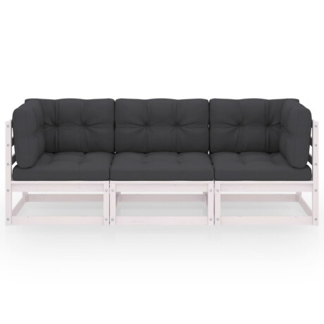 vidaXL Tuinbank 3-zits met kussens massief grenenhout afbeelding2 - 1