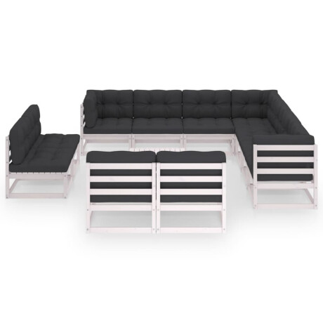 vidaXL 12-delige Loungeset met kussens massief grenenhout wit afbeelding2 - 1