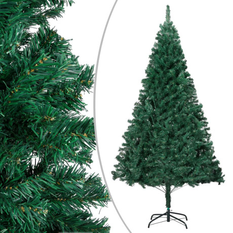 vidaXL Kunstkerstboom met verlichting en kerstballen 210 cm PVC groen afbeelding2 - 1