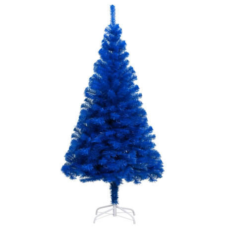 vidaXL Kunstkerstboom met verlichting en kerstballen 180 cm PVC blauw afbeelding2 - 1