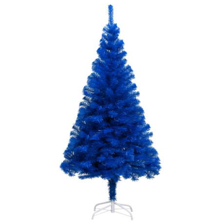 vidaXL Kunstkerstboom met verlichting en kerstballen 210 cm PVC blauw afbeelding2 - 1