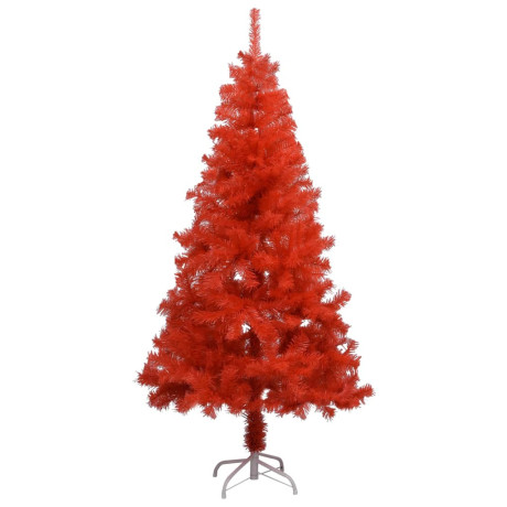 vidaXL Kunstkerstboom met verlichting en kerstballen 150 cm PVC rood afbeelding2 - 1