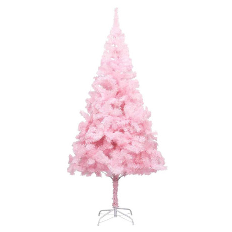 vidaXL Kunstkerstboom met verlichting en kerstballen 210 cm PVC roze afbeelding2 - 1