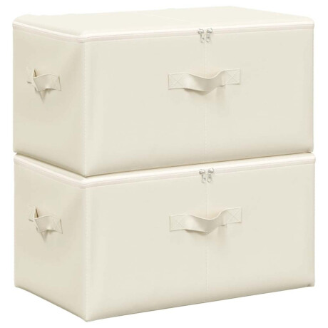 vidaXL Opbergboxen 2 st 43x34x23 cm stof crèmekleurig afbeelding2 - 1