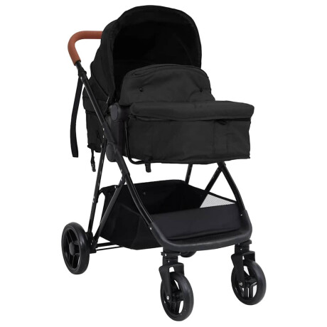 vidaXL Kinderwagen 3-in-1 staal antracietkleurig en zwart afbeelding2 - 1