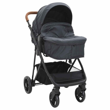 vidaXL Kinderwagen 2-in-1 staal antracietkleurig en zwart afbeelding2 - 1