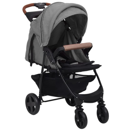 vidaXL Kinderwagen 2-in-1 staal lichtgrijs afbeelding2 - 1