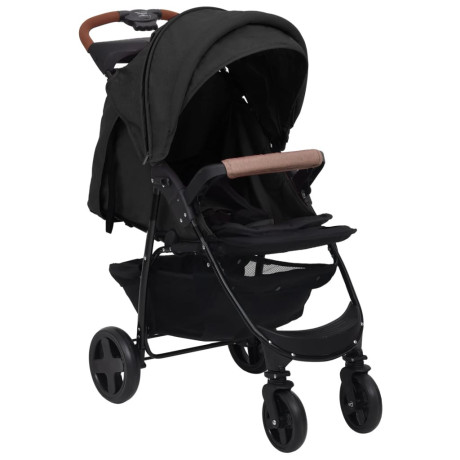 vidaXL Kinderwagen 2-in-1 staal antracietkleurig afbeelding2 - 1